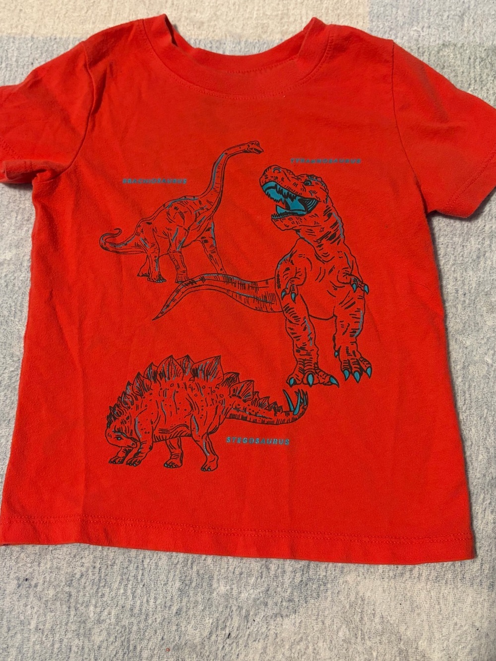 Cat & Jack Red Short Sleeve Tee with Blue Dinosaur Print